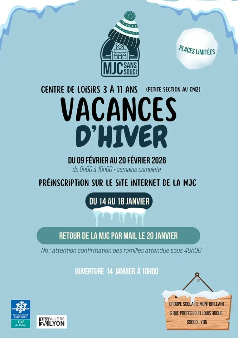 Vacances centre loisirs 3-10 ans MJC Sans Souci