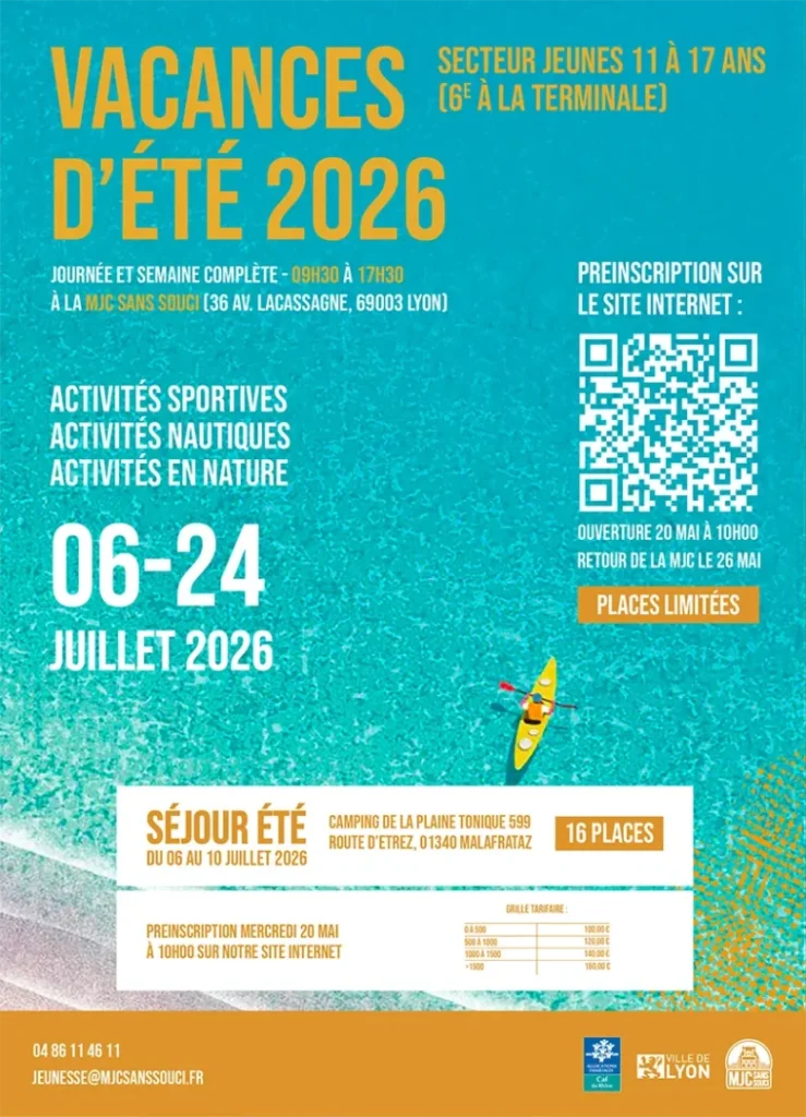 vacances enfance été 2026 mjc sans souci